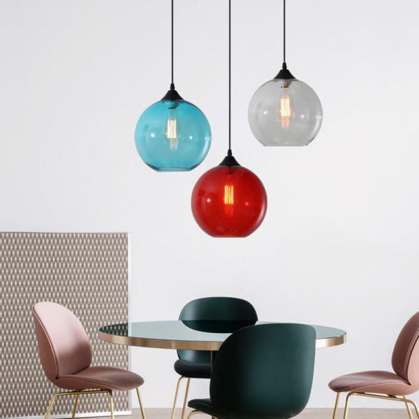 Nordic Minimalist Stained Round Glass 1-Light Pendant Light - Image 25