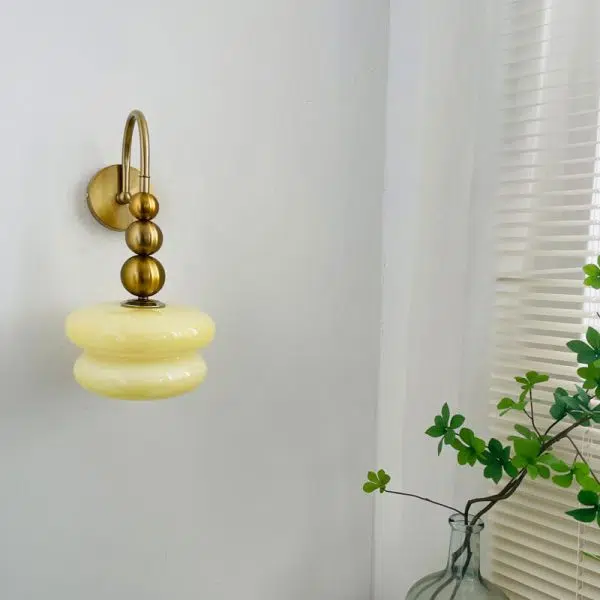 Macaron Cream Gourd Design Glass Shade 1-Light Wall Sconce Lamp - Image 8