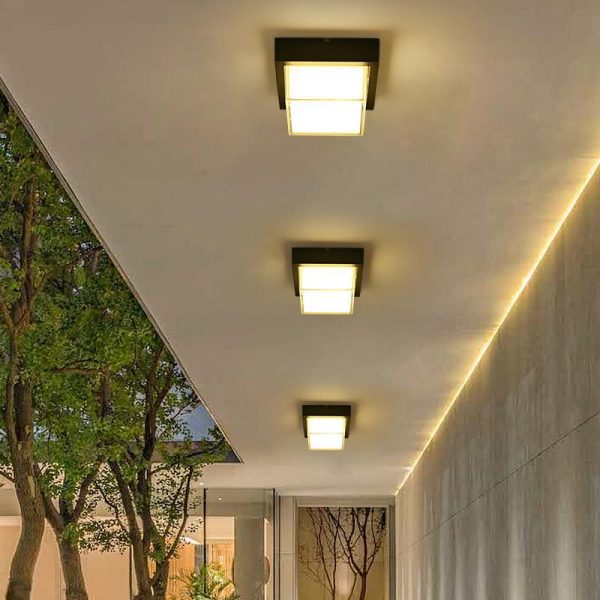 Modern Minimalist Die-Cast Aluminum Square Round Outdoor LED Flush Mount Ceiling Light - Image 16
