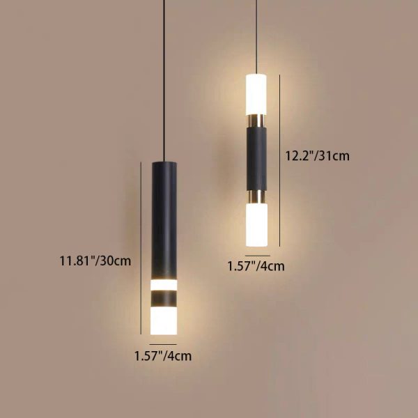 Modern Minimalist Cylinder Aluminum Acrylic LED Pendant Light For Bedroom - Image 5