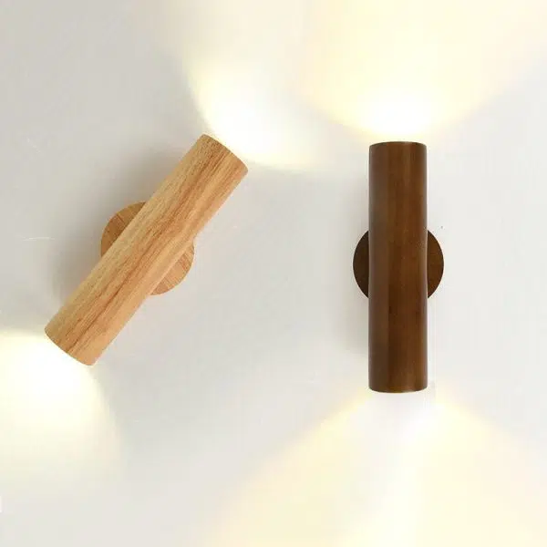 Modern Simple Warm Solid Wood Strip Double Head LED Wall Sconce Lamp - Image 15