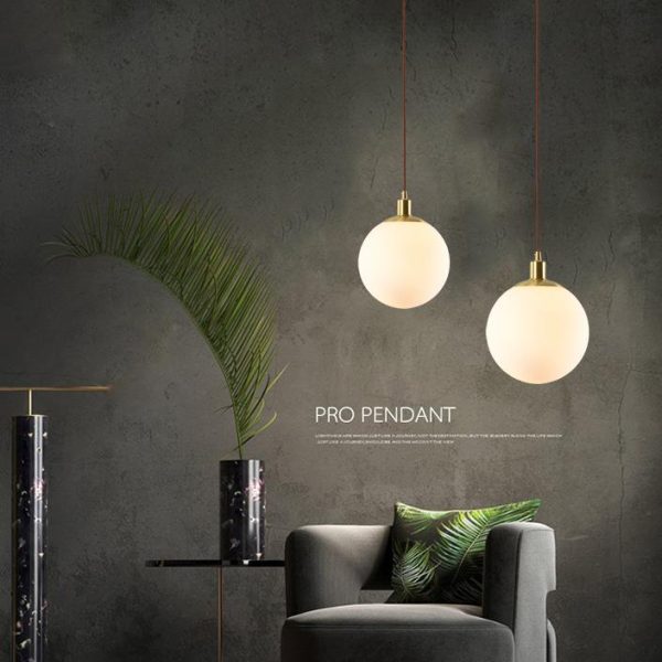 Nordic Minimalist Milky White Glass Ball 1-Light Pendant Light - Image 10