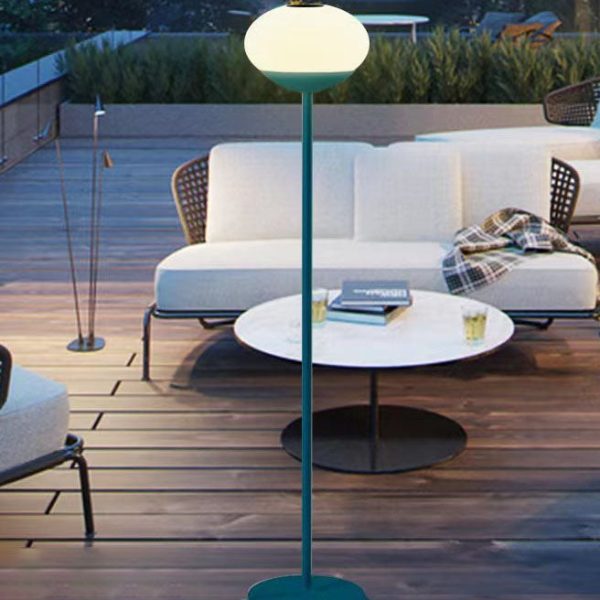 Solar Modern Minimalist Wrought Iron PE Oval LED Outdoor Standing Floor Lamp - Image 17