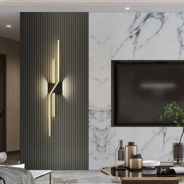 Modern Minimalist Aluminum Geometric Long Straight Line LED Wall Sconce Lamp For Living Room - Image 2