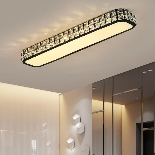 Modern Luxury Crystal Long Strip Acrylic LED Flush Mount Ceiling Light - Image 2