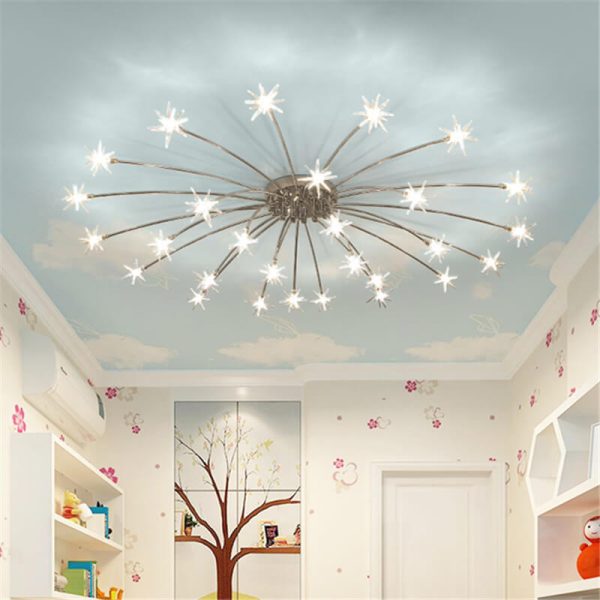 Contemporary Creative Full Of Star Iron 12/21/28 Light Flush Mount Ceiling Light For Living Room - Image 11