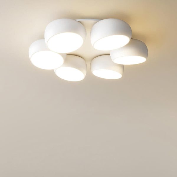 Scandinavian Modern Minimalist Iron Plastic Round LED Semi-Flush Mount Ceiling Light - Image 27