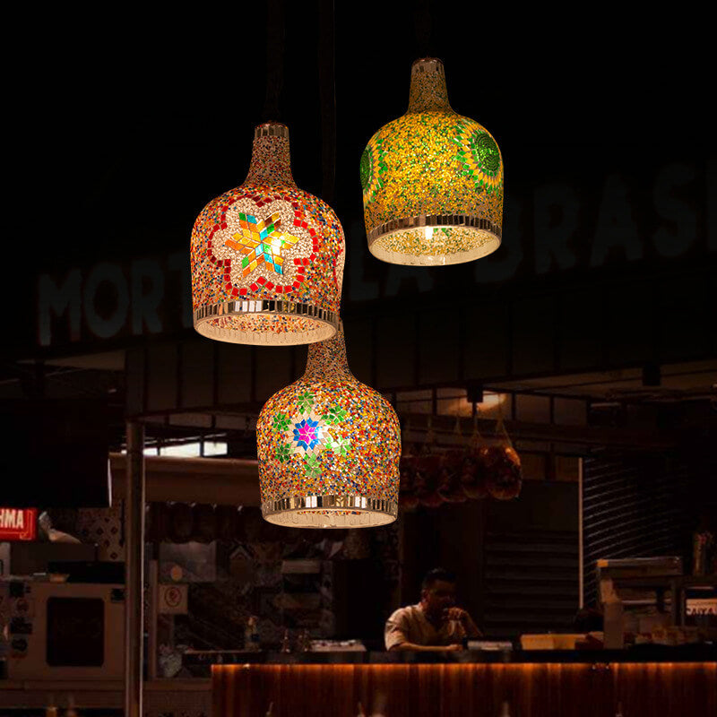 01-cf156ac4-6154-49f9-9163-47b502ea0afc.jpg Modern Creative Stained Glass Bottle 1-Light Pendant Light - Image 1