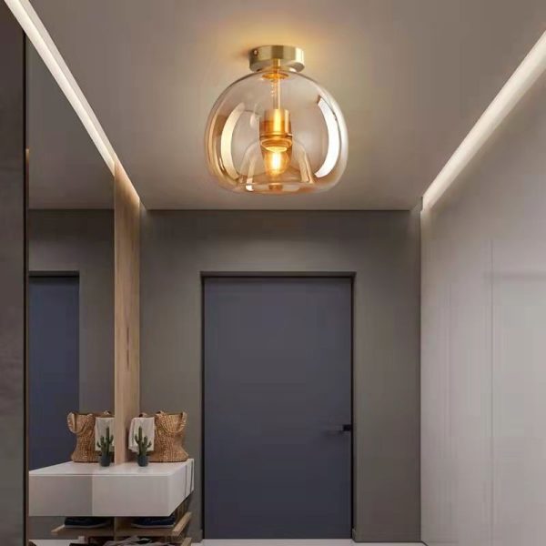 Nordic Light Luxury Round Glass Ball 1-Light Semi-Flush Mount Ceiling Light - Image 16