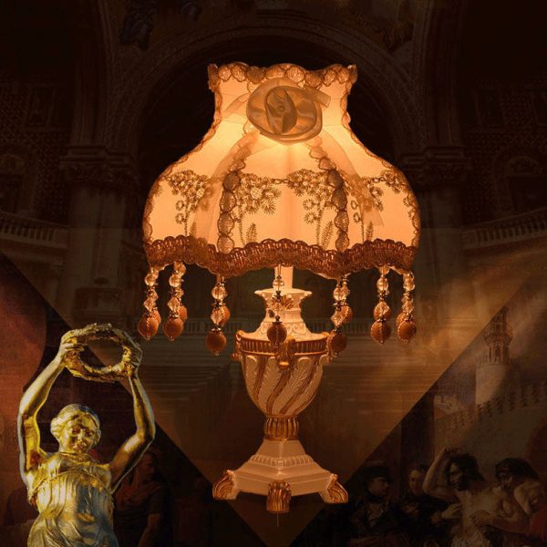 European Luxury  Fabric Lace Resin 1-Light Table Lamp - Image 27