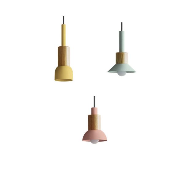 Contemporary Scandinavian Irregular Round Cylinder Iron Wood 1-Light Pendant Light For Living Room - Image 17