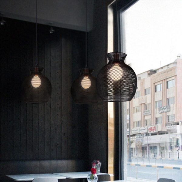 Industrial Creative Cylindrical Iron Mesh 1-Light Pendant Light - Image 13