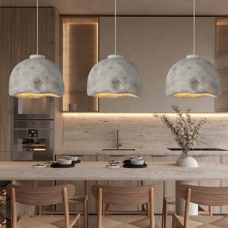 01-eb973b9e-d5c0-4b66-a461-2ac35057f351.jpg Contemporary Nordic Rough Rock Texture Semicircular 1-Light Pendant Light for Dining Room - Image 1