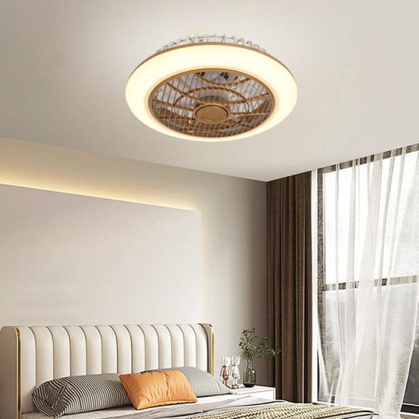 Modern Minimalist Round Cage Iron Acrylic LED Flush Mount Ceiling Fan Light - Image 19