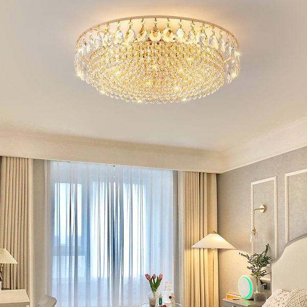 Modern Luxury Circle Iron Crystal 4/6/8/10 Light Flush Mount Ceiling Light For Living Room - Image 12