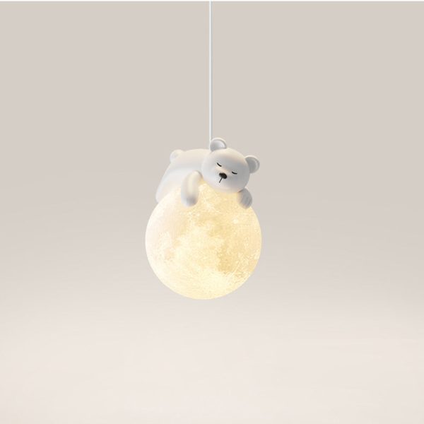 Contemporary Creative Resin Animal Rabbit Moon 1-Light Kids Pendant Light For Living Room - Image 14