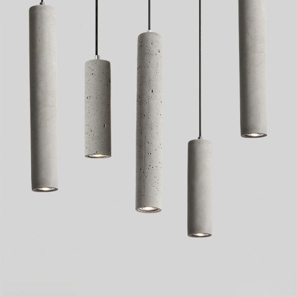 Contemporary Industrial Cylindrical Rough Texture Cement 1-Light Pendant Light For Living Room - Image 13