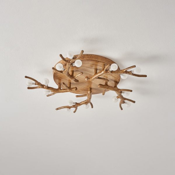 Contemporary Scandinavian Polymer Tree Branch Texture Glass Ball Shade 9/12/15-Light Semi-Flush Mount Ceiling Light For Living Room - Image 15