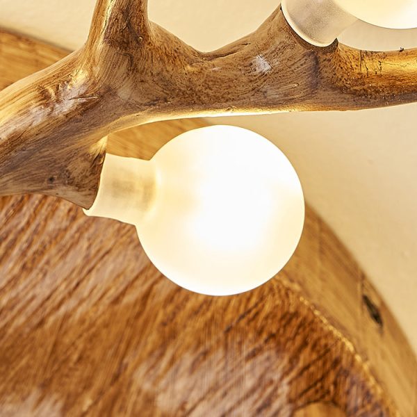 Contemporary Scandinavian Polymer Tree Branch Texture Glass Ball Shade 9/12/15-Light Semi-Flush Mount Ceiling Light For Living Room - Image 7