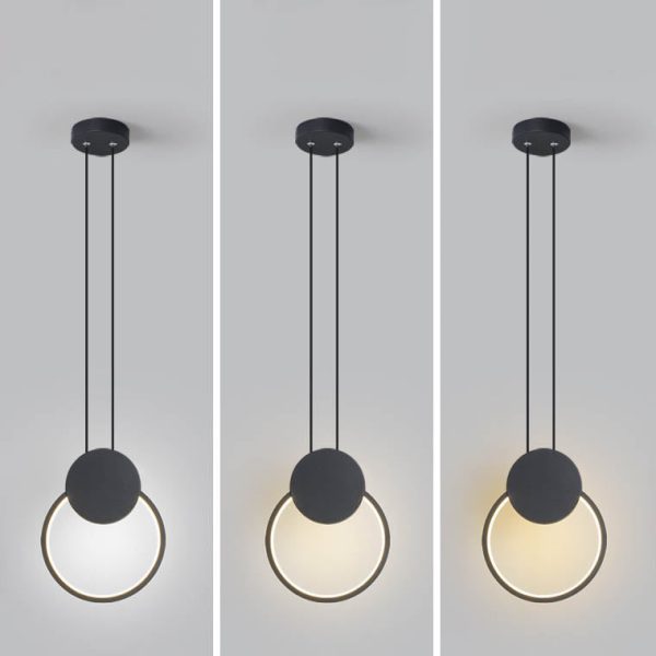 Modern Minimalist Iron Silicone Geometric Round Frame LED Pendant Light for Bedroom - Image 5