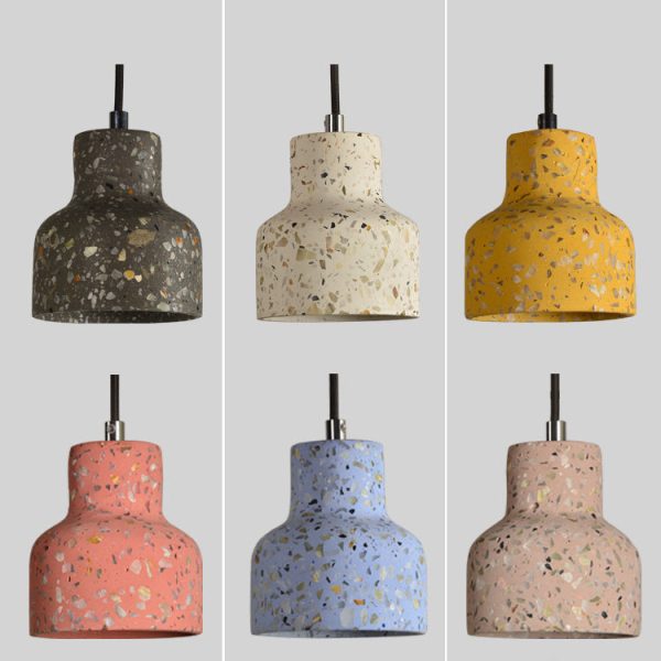 Contemporary Scandinavian Round Terrazzo Jade 1-Light Pendant Light For Living Room - Image 13