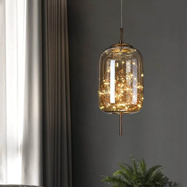 Contemporary Scandinavian Cylinder Oval Glass 1-Light Pendant Light For Bedroom - Image 9