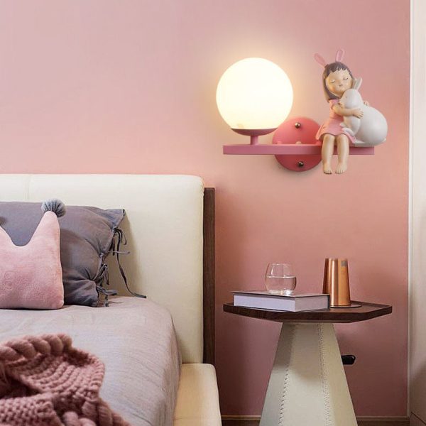Contemporary Creative Kids Girls Unicorn Orb Resin Iron Glass 1-Light Wall Sconce Lamp For Bedroom - Image 13