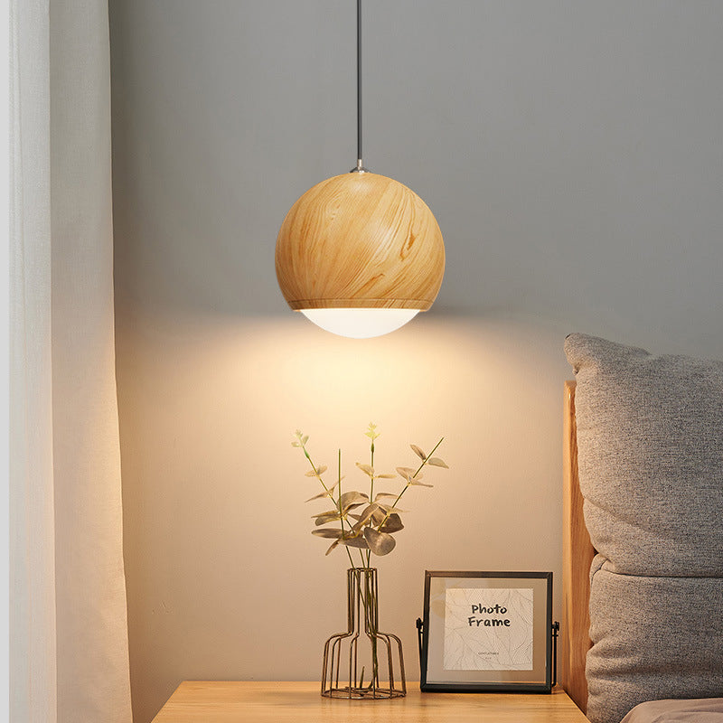 02-0eed573f-131b-45d1-b952-c3140abd8a54.jpg Japanese Wood Grain Round Oval Iron 1-Light Pendant Light - Image 1