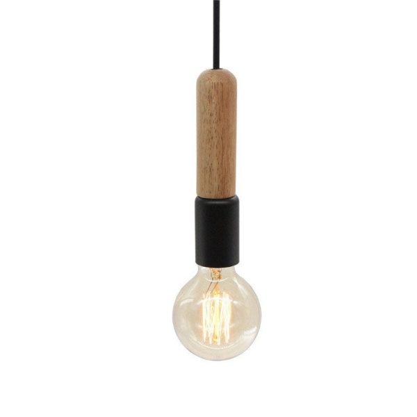 Nordic Minimalist Solid Wood Cylinder Top 1-Light Pendant Light - Image 3