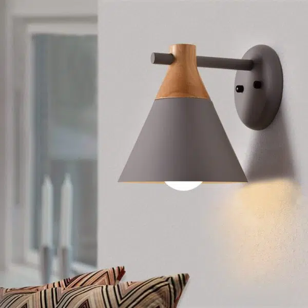 Nordic Solid Wood Macaron Cone Shade 1-Light  Wall Sconce Lamp - Image 15
