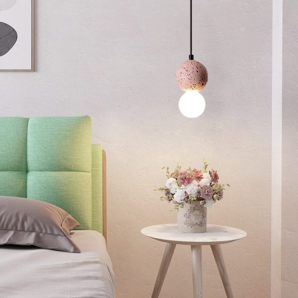 Contemporary Scandinavian Orb Terrazzo 1-Light Pendant Light For Bedroom - Image 11