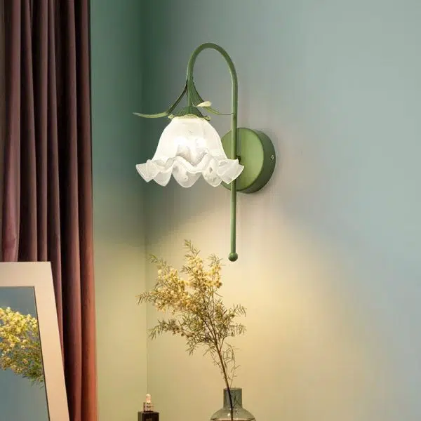 Nordic Vintage Floral Pumpkin Cream Glass 1-Light Wall Sconce Lamp - Image 18