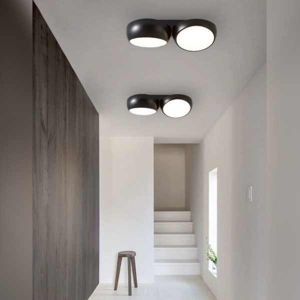 Scandinavian Modern Minimalist Iron Plastic Round LED Semi-Flush Mount Ceiling Light - Image 15