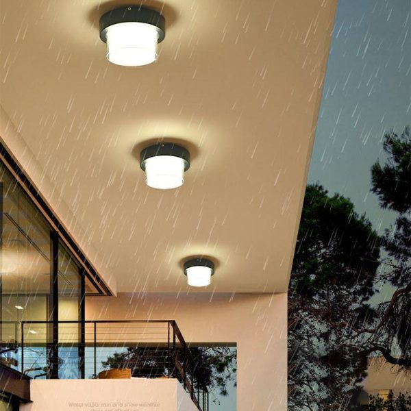 Modern Minimalist Die-Cast Aluminum Square Round Outdoor LED Flush Mount Ceiling Light - Image 15