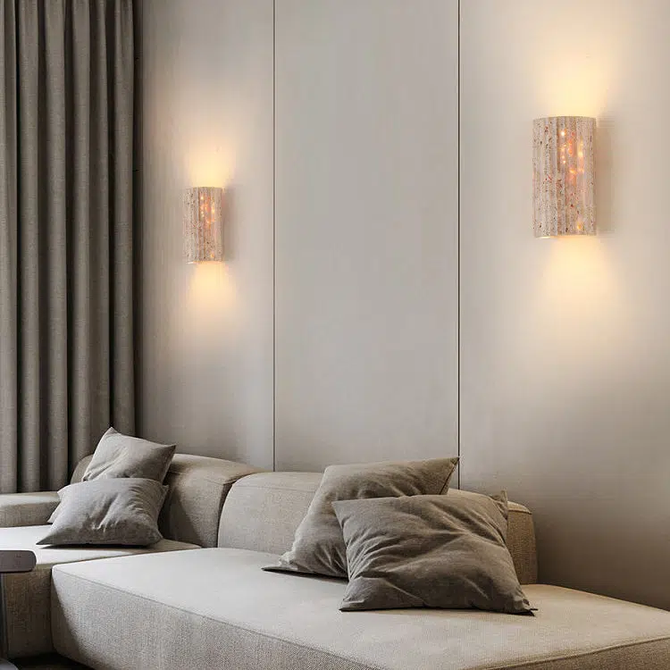 02-2831bedf-33ff-4d8d-a10a-f0fcc0c09efa.jpg Traditional Japanese Striped Beige Travertine Semicircle LED Waterproof Wall Sconce Lamp For Living Room - Image 1
