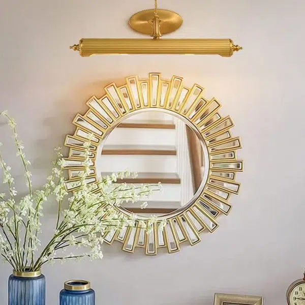 French Antique Copper Cylindrical 2-Light Mirror Front Wall Sconce Lamp - Image 2