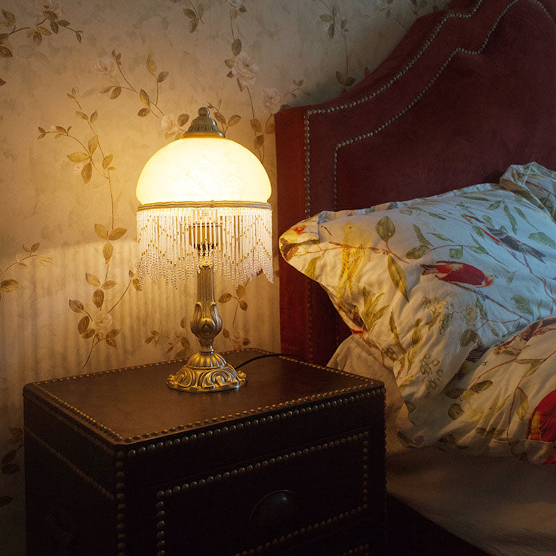 02-2bb896cc-0064-4d11-ab61-0f959134ce4d.jpg Vintage Bohemian Glass Dome Tassel 1-Light Table Lamp - Image 1