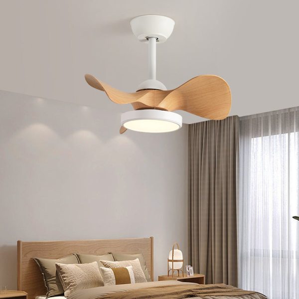 Contemporary Retro Round Acrylic ABS LED Downrods Ceiling Fan Light For Bedroom - Image 2