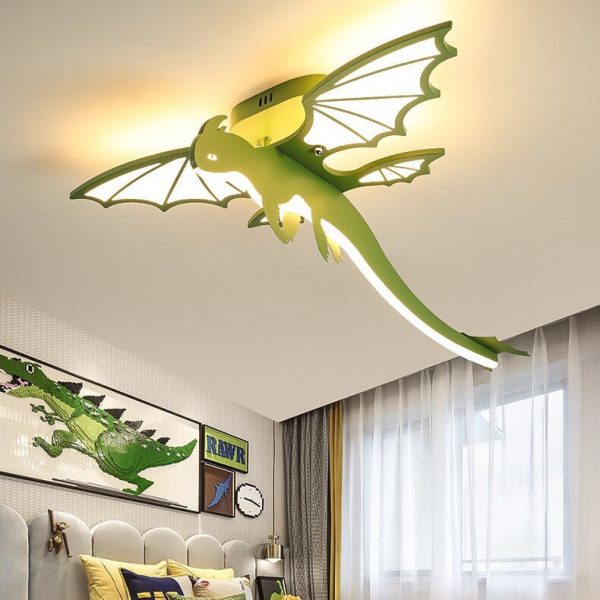 Contemporary Creative Acrylic Cartoon Dinosaur LED Semi-Flush Mount Ceiling Light For Bedroom - Image 3