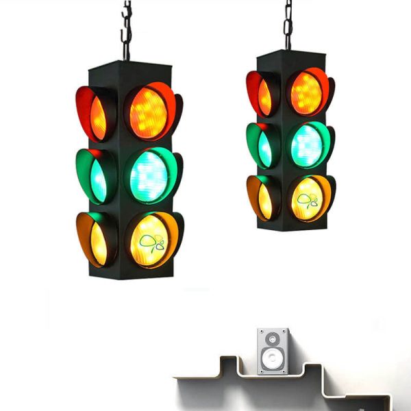 Retro Industrial Traffic Light Iron Glass LED Pendant Light - Image 20