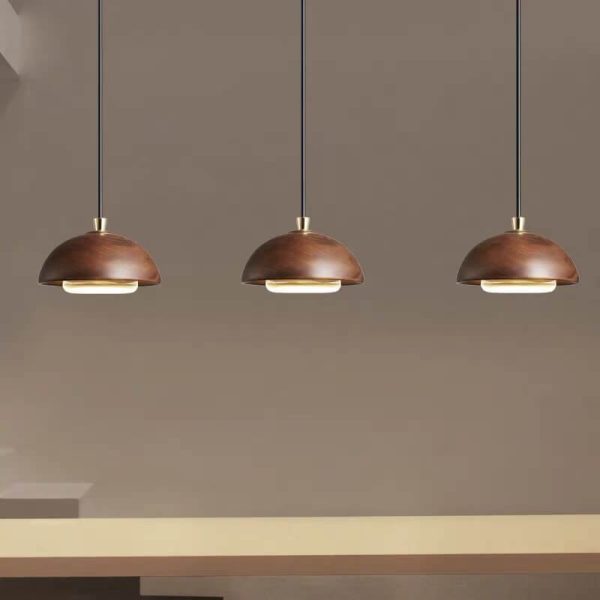 Nordic Minimalist Solid Wood Dome Glass Lampshade LED Pendant Light - Image 11