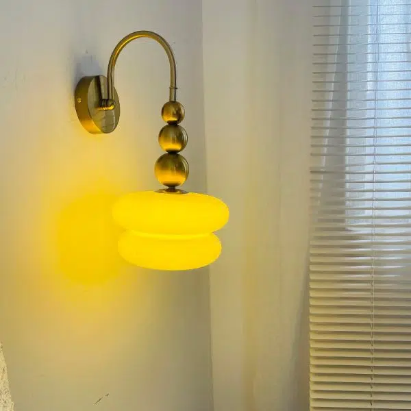 Macaron Cream Gourd Design Glass Shade 1-Light Wall Sconce Lamp - Image 2