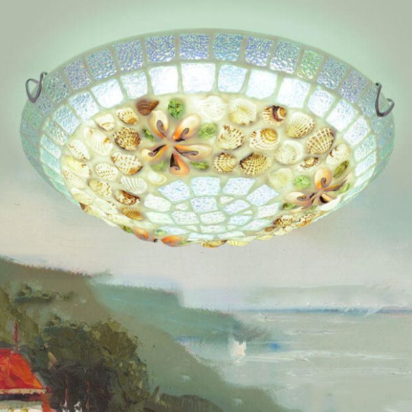 Tiffany Creative Mosaic Shells 1-Light Flush Mount Ceiling Light - Image 12