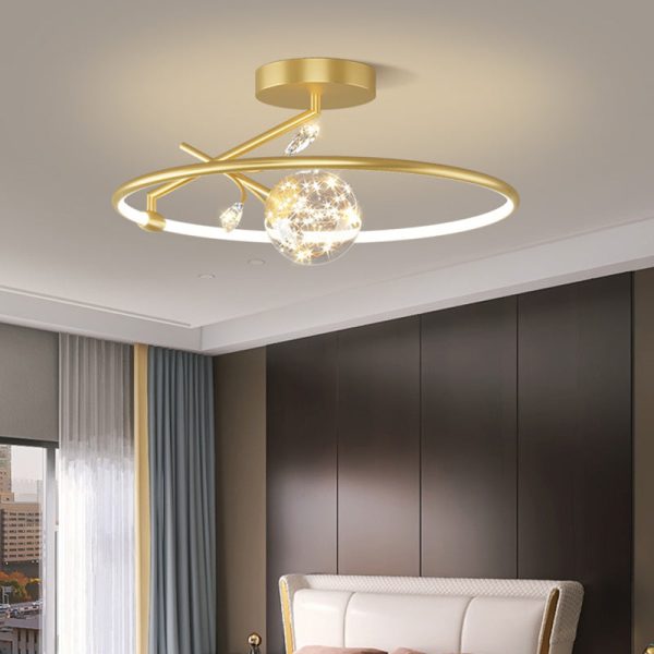 Modern Art Deco Iron Geometrical Ring Star LED Pendant Light For Living Room - Image 3