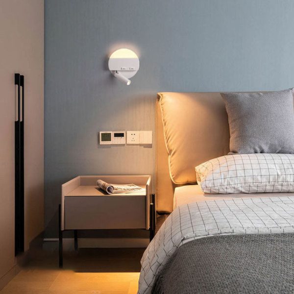 Modern Minimalist Round Square Acrylic Aluminum LED Reading Wall Sconce Lamp - Image 2