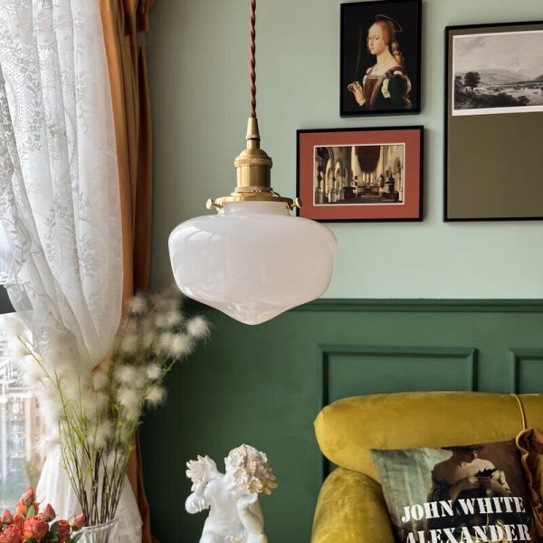 Nordic Vintage Lantern Brass Glass 1-Light Pendant Light - Image 5