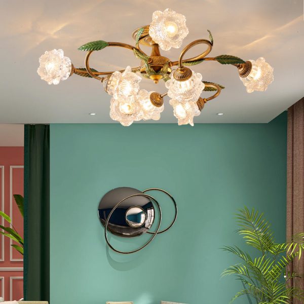 Modern Idyllic Iron Flower Branch 6/8/10-Light Semi-Flush Mount Lighting - Image 21