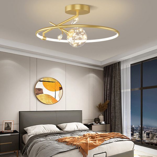 Modern Art Deco Iron Geometrical Ring Star LED Pendant Light For Living Room - Image 4