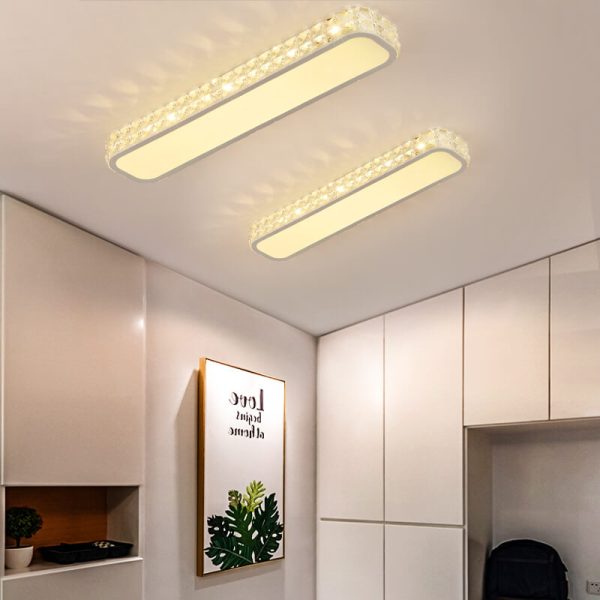 Modern Luxury Crystal Long Strip Acrylic LED Flush Mount Ceiling Light - Image 3