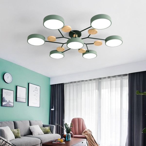 Contemporary Scandinavian Round Molecule Branch Design LED Semi-Flush Mount Ceiling Light For Living Room - Image 25